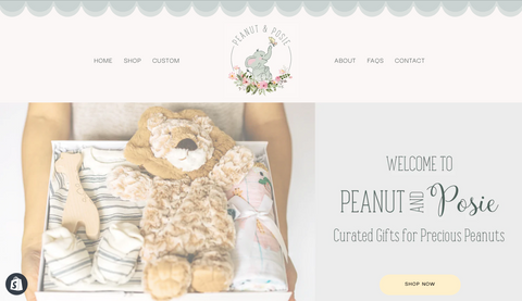 Screenshot of Peanut and Posie website homepage