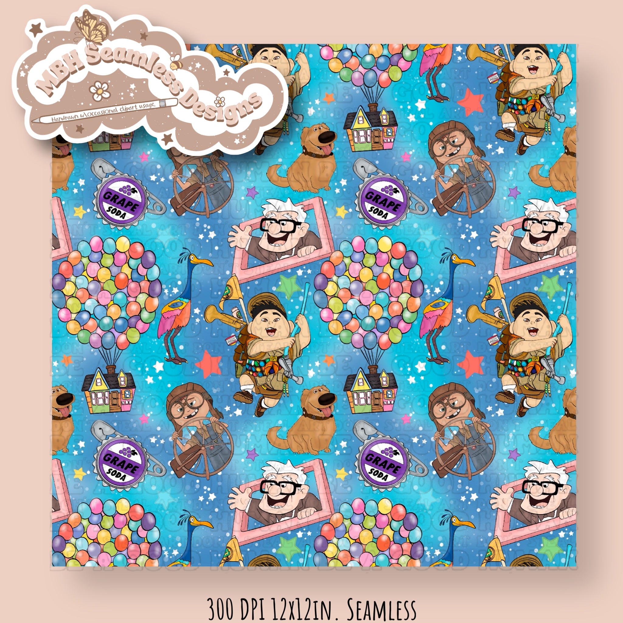 EXCLUSIVE Blue Blur Starry Up Seamless Pattern