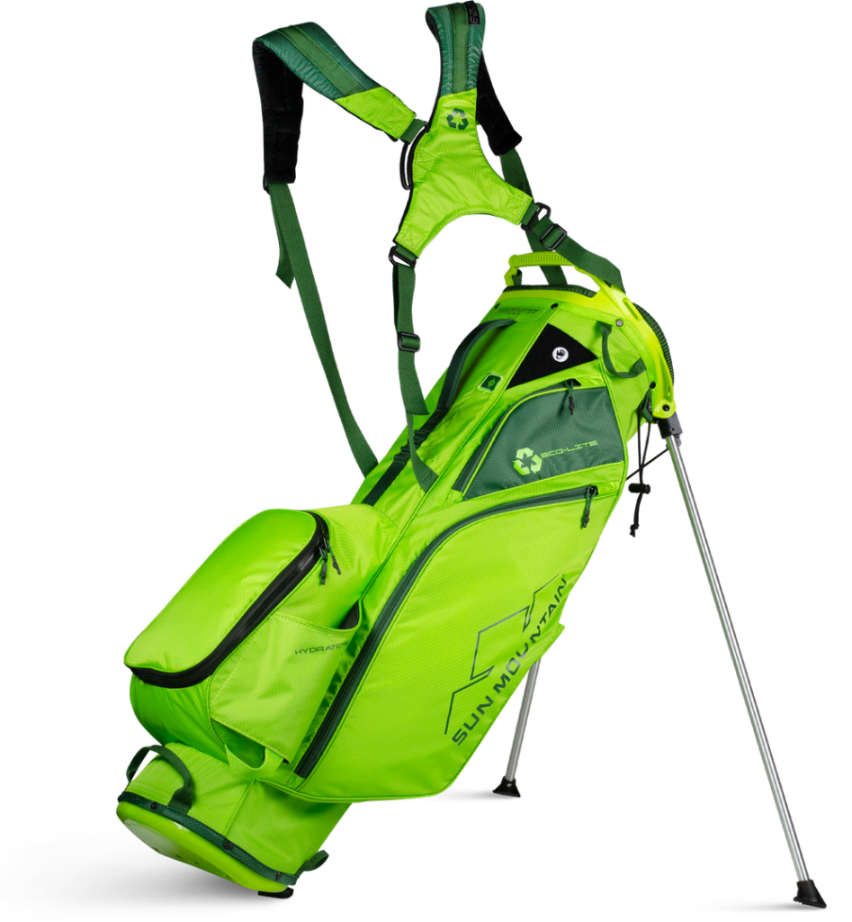 Two golf bags made from recycled plastic bottles - Golf Sustainable