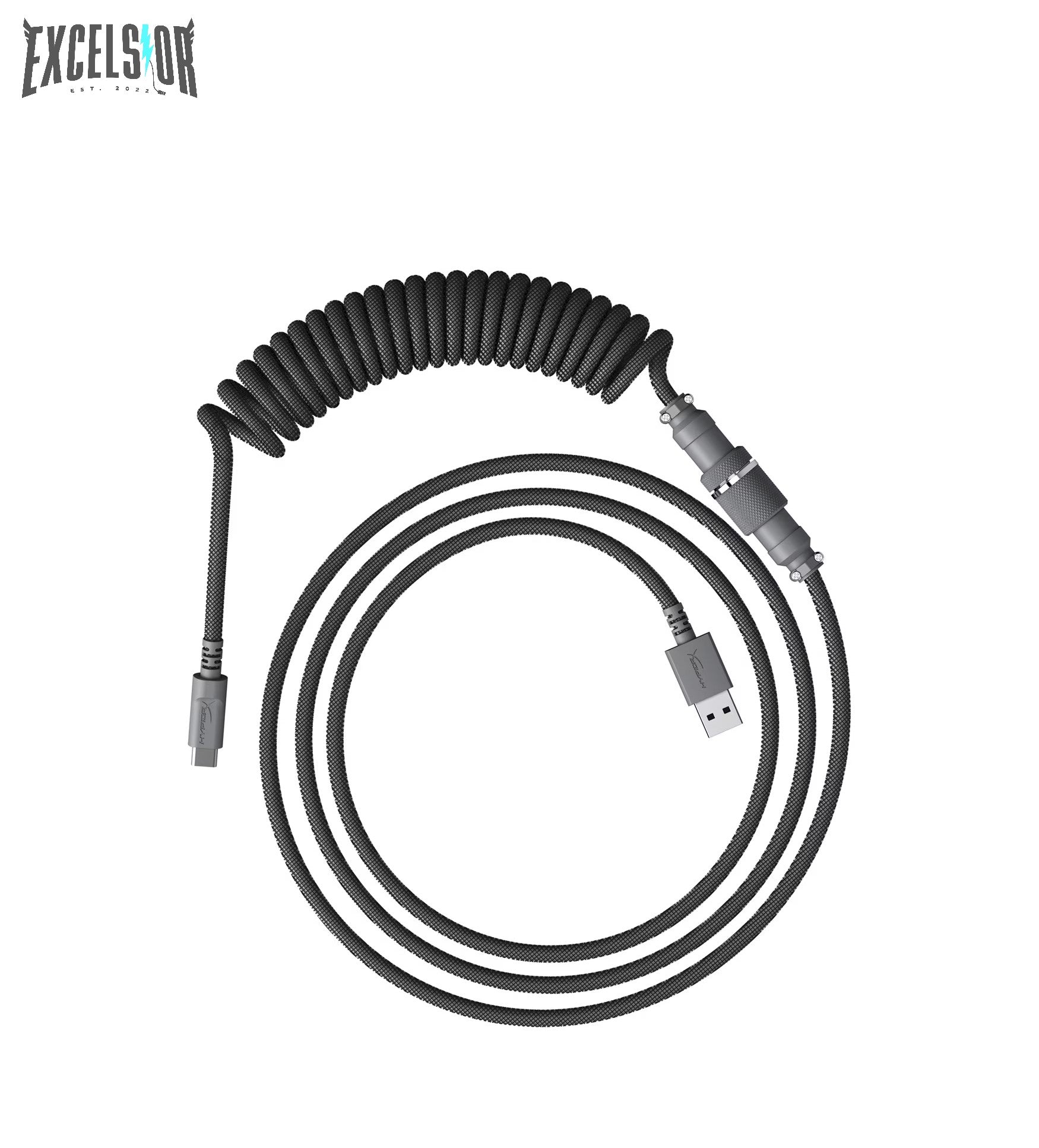 Wooting Detachable USB-C Coiled/Straight Cable Set - Stealth 