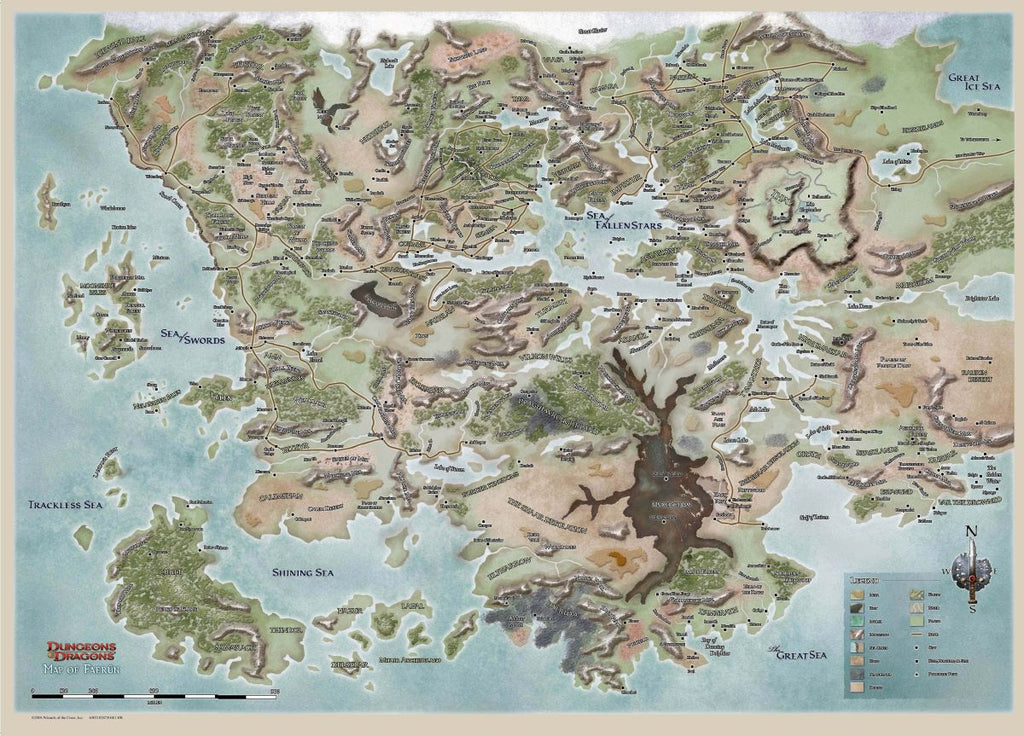 Karte von Faerun in The Forgotten Realms