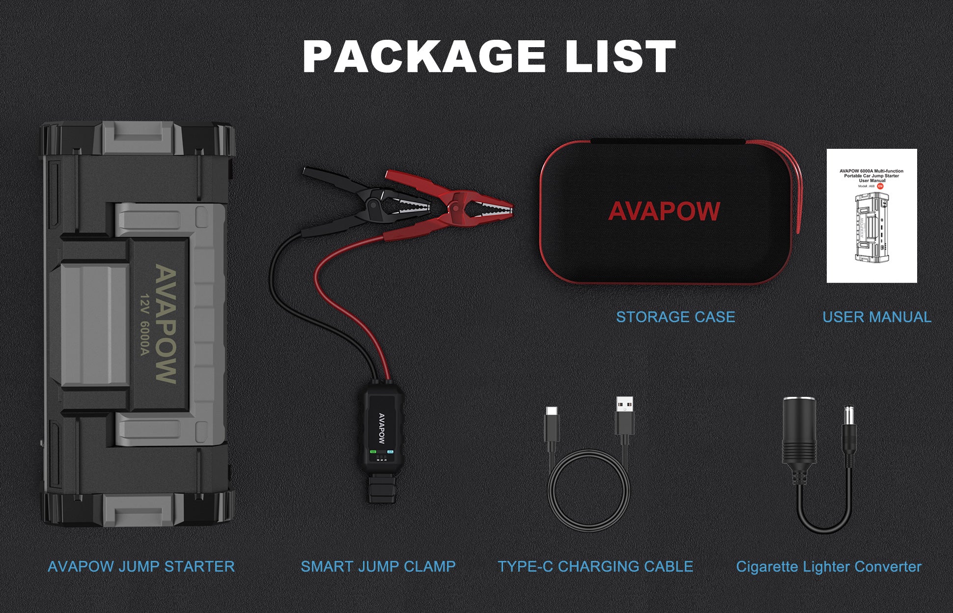 AVAPOW A58 Jump Starter 4000A with AVAPOW Wall Charger 18w for Jump Starter  Charging or Phone Charging