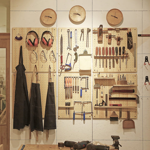 wooden-pegboard-display-tools-storage