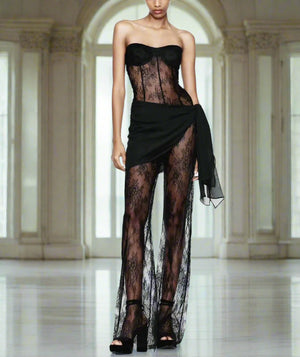 Womens Lace Strapless Jumpsuit - Moda Moxie