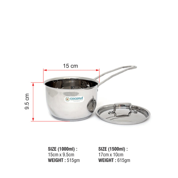 Coconut Stainless Steel Fusion Series Triply Kadai with Stainless