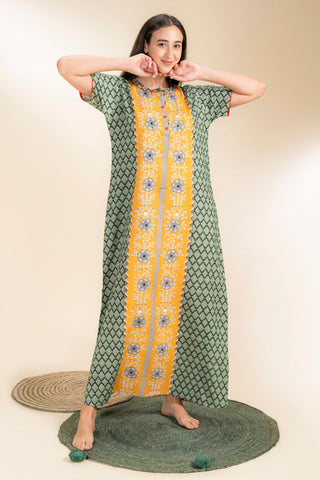 Zircon Green Cotton Long Nighty – July Wear