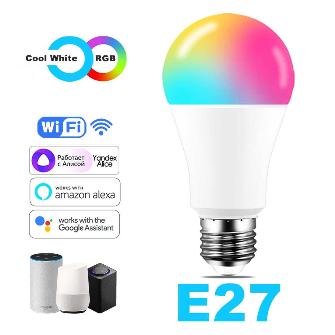 voorjaar Duplicaat Geleidbaarheid 15W WiFi Smart Light Bulb B22 E27 LED RGB Lamp Work with Alexa/Google –  cheapwants