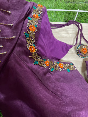 Work Blouse - Purple - Mirela Designs