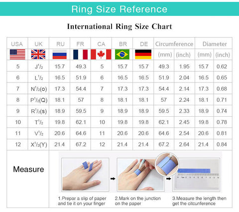 international ring size chart for IVORY & EBONY