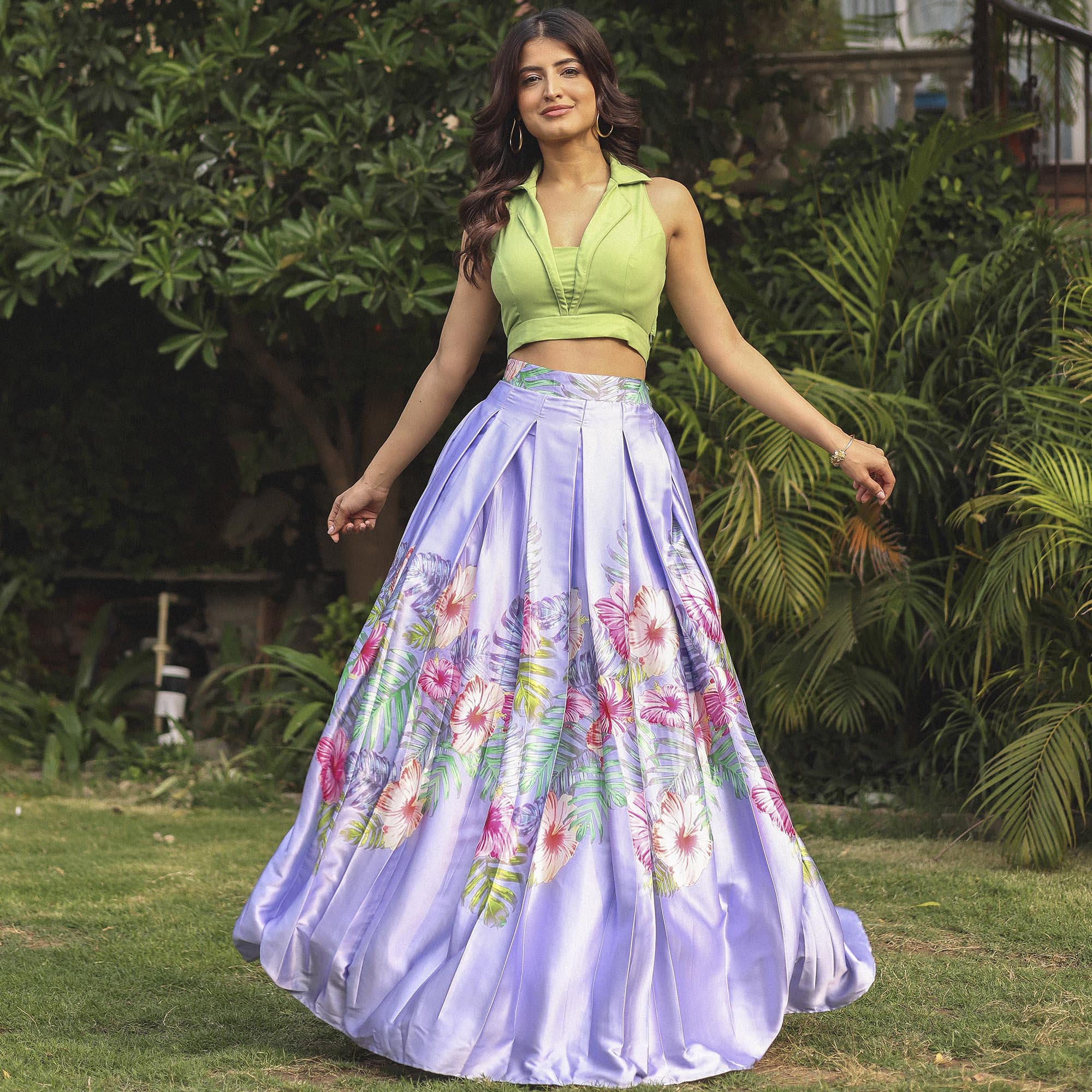 GREEN TOP WITH VERY PERI SKIRT - LAVANYA THE LABEL product image