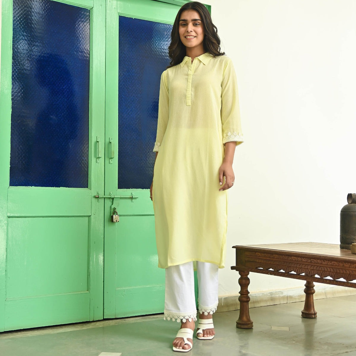 Elegant Embroidered Green Kurti