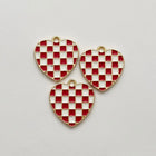 Gold red & white small checkers heart