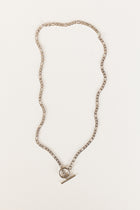 Silver figaro toggle clasp necklace