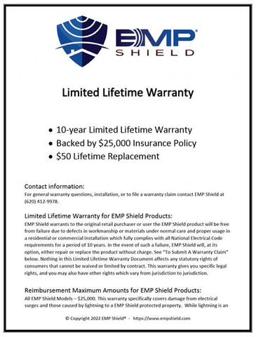 EMP Shield $25,000 warranty