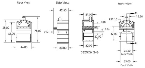 Mezzo™ Vent Free Fireplace Combo detailed drawings