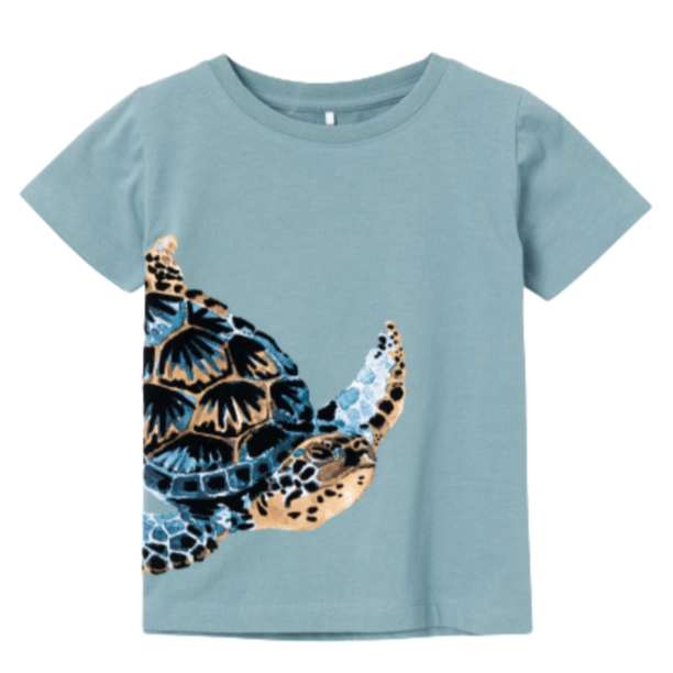 Name it Tshirt med Struktur  Jesa  Skildpadde  Smoke Blue str. 98