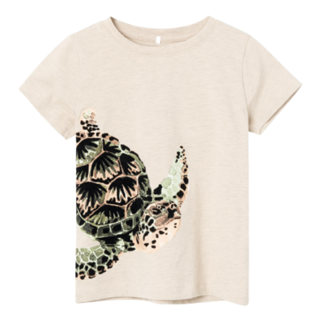 Name it Tshirt med Struktur  Jesa  Skildpadde  Peyote Melange str. 92