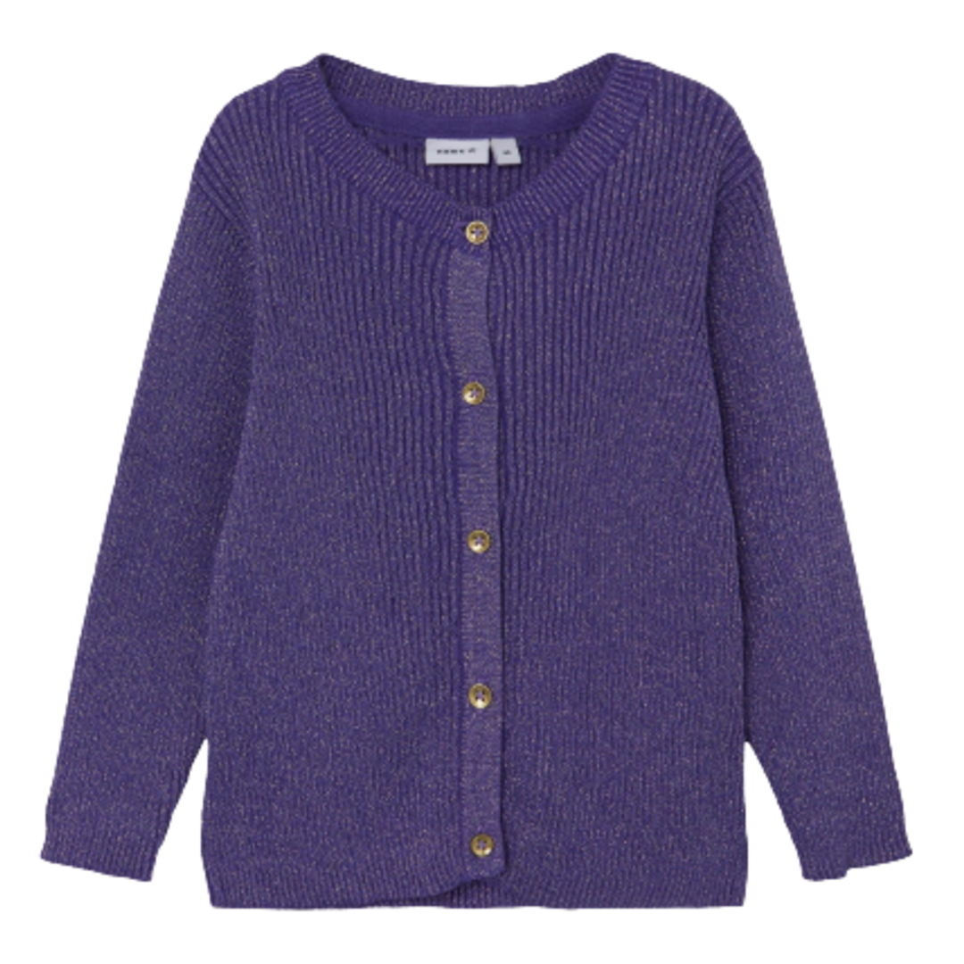 Name it Cardigan med Glimmer - Rubina - Purple Opulence str. 104