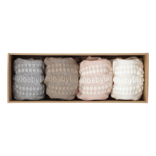 Gobabygo Bambus Sokker 4 Pack - Pink/grey/white/sand str. 2-3 år