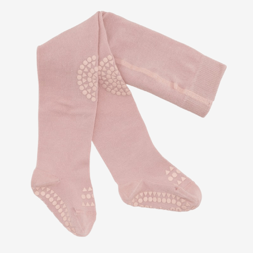 Gobabygo Strømpebukser med Skridsikkert Gummi (Tights) - Dusty Rose str. 12-18 Måneder