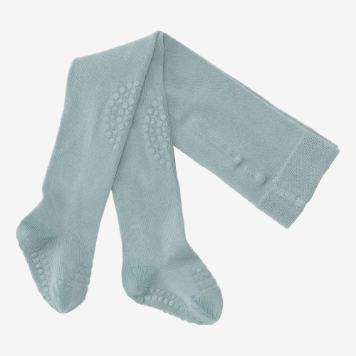 Gobabygo Strømpebukser med Skridsikkert Gummi (Tights) - Dusty Blue str. 12-18 Måneder