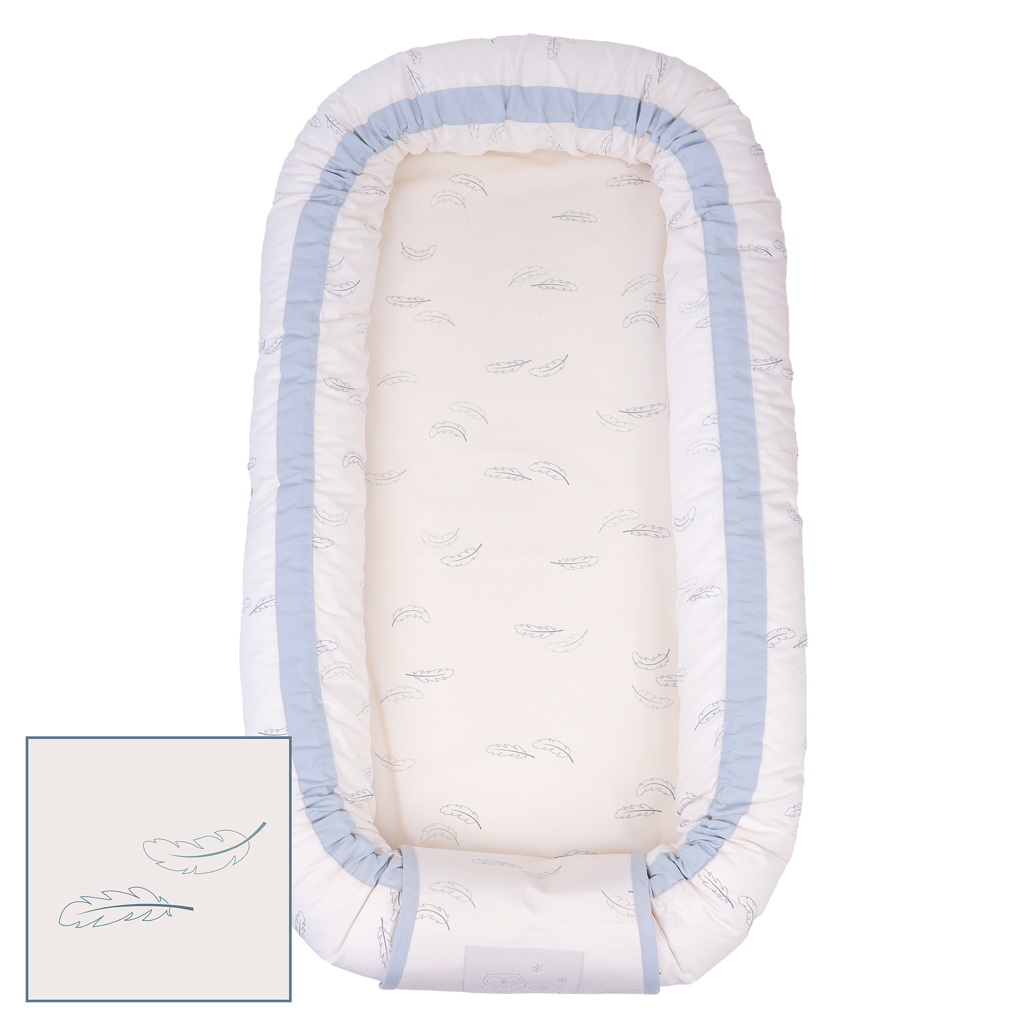 Mamamilla Babynest med Fossflakes Fyld - Blue Feathers