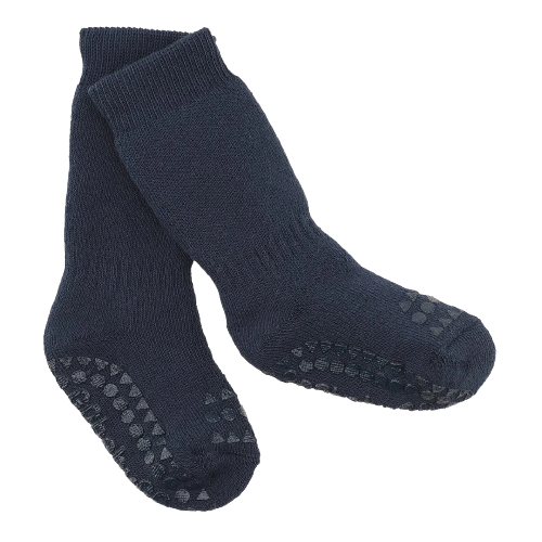 Gobabygo Sokker med Skridsikkert Gummi - Navy Blue str. 6-12 Måneder