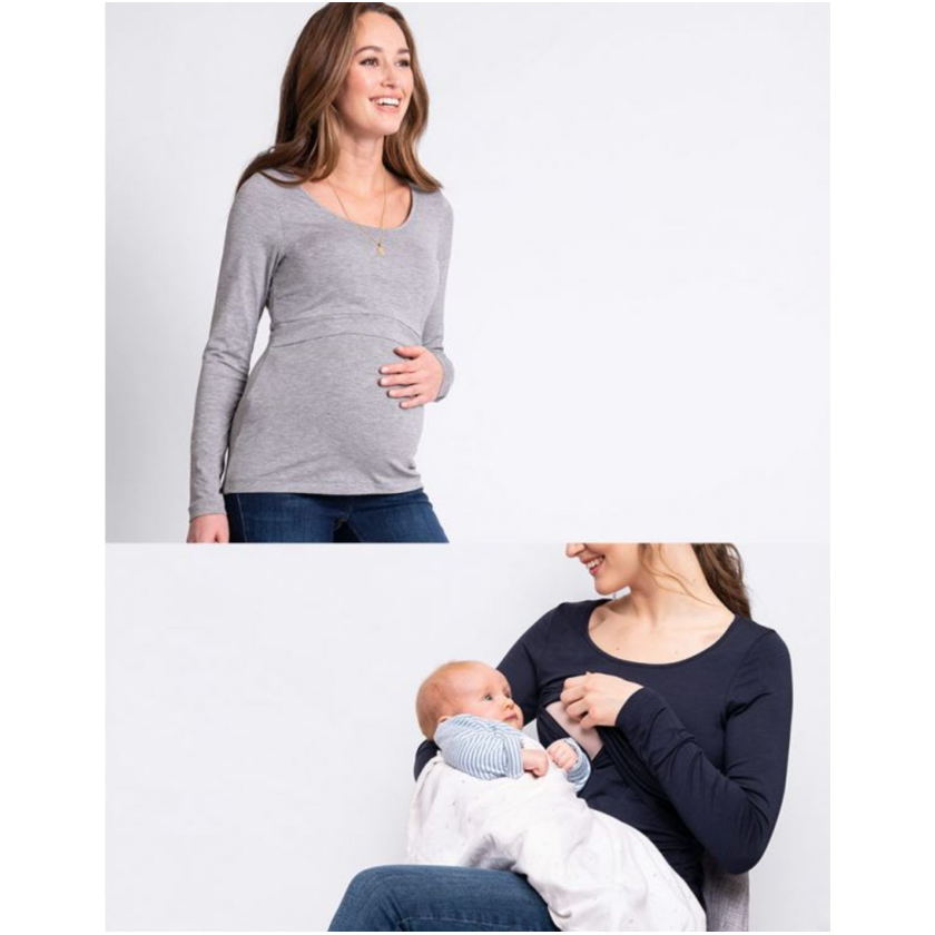 Seraphine 2pack Vente og Amme Bluser i Bambus Laina  Navy/grå str. XL