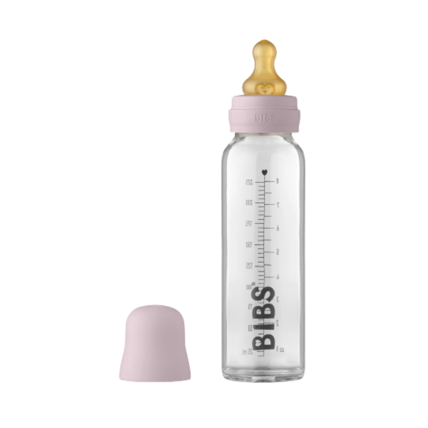 Bibs Glas Sutteflaske  Latex  225 ml.  Dusky Lilac