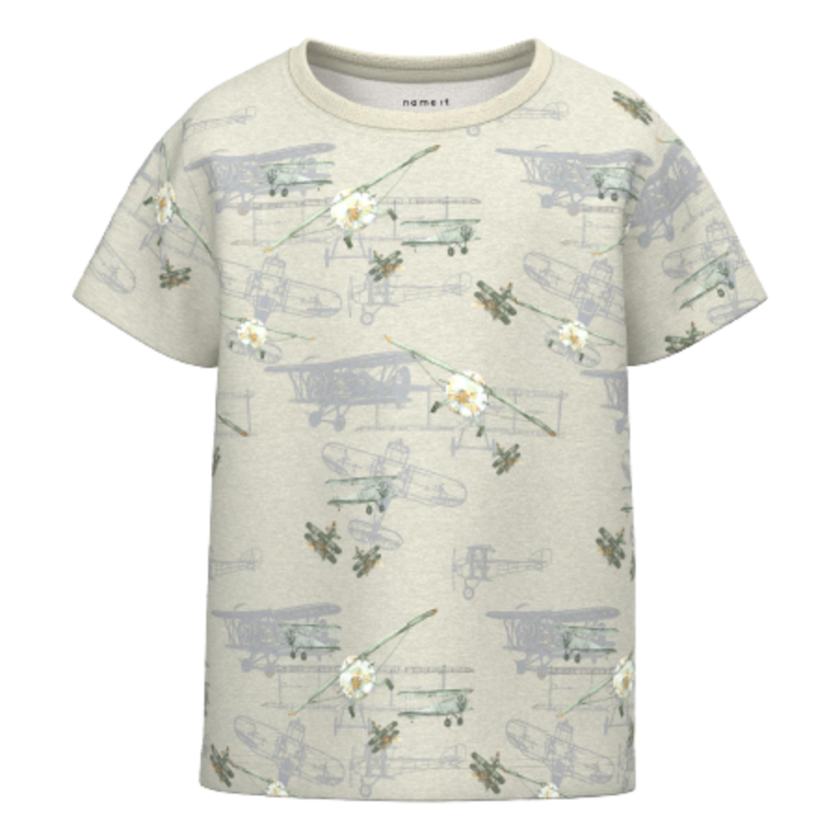 Name it T-shirt med Flyver - Light Grey Melange str. 110
