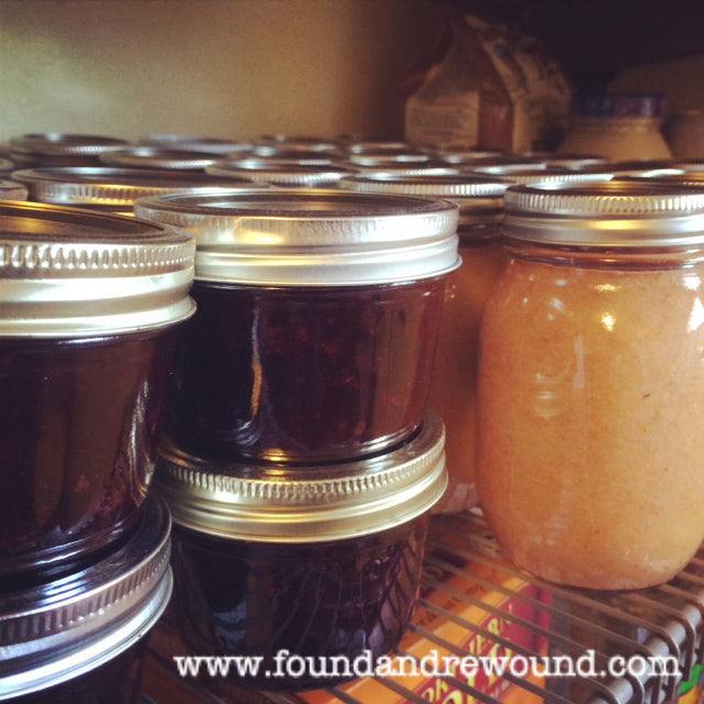 blueberry jam and apple and pear sauce home made canning