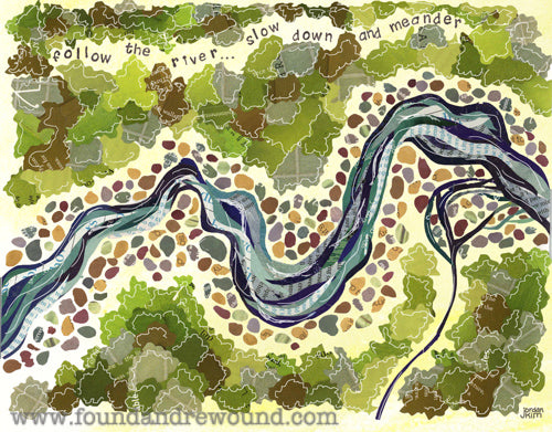 River Paintings | Mixed Media Art of a River Meandering