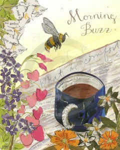 Jordan Kim Morning Buzz 2014 mixed media collage coffee bee