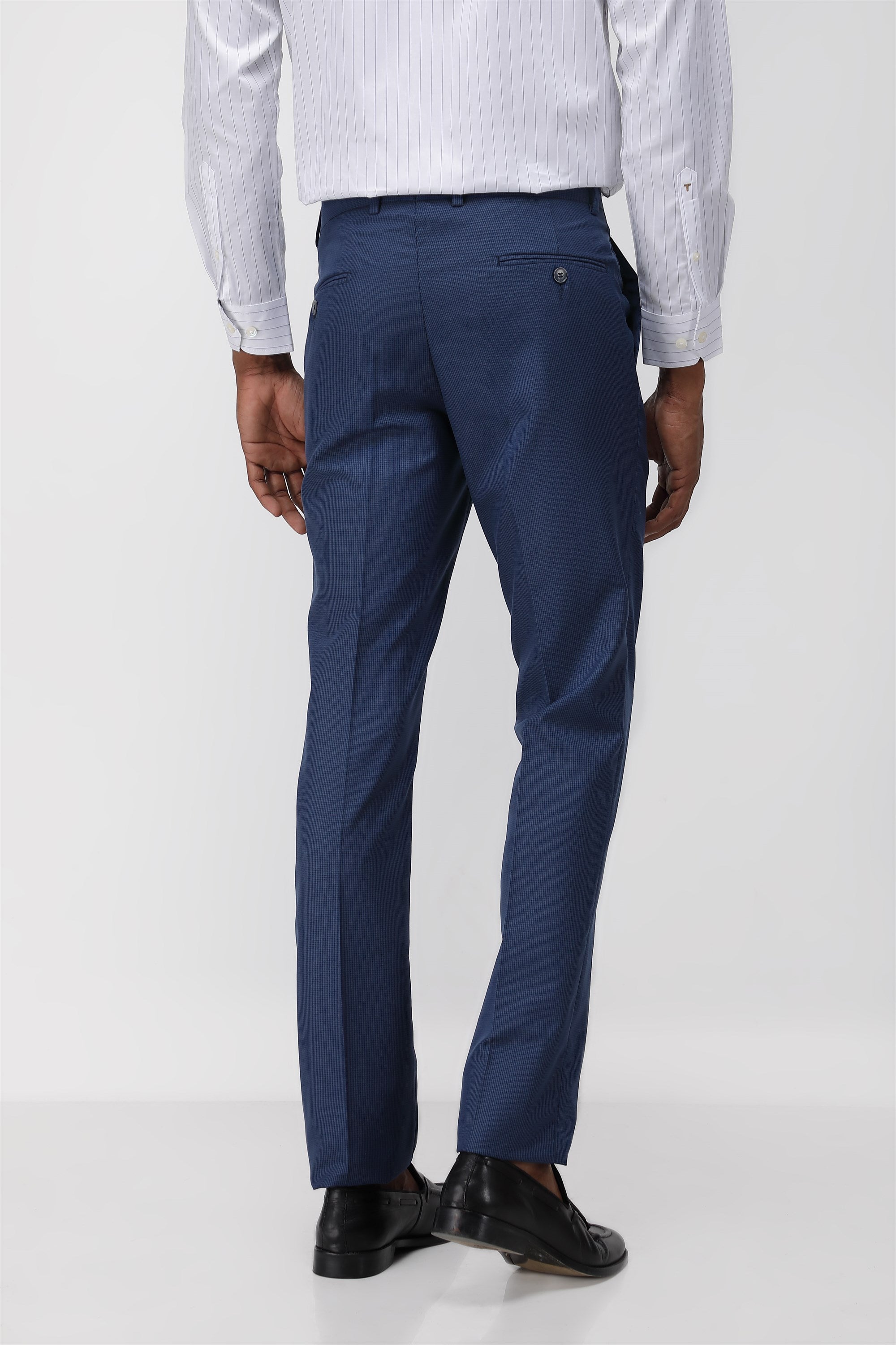 T the brand Men Formal Check Trouser  Navy Blue  Tea  Tailoring