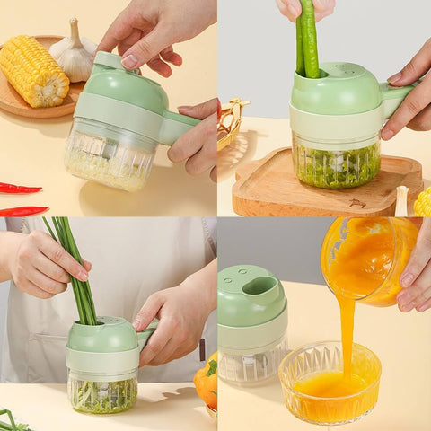 4 In 1 Handheld Electric Vegetable Cutter Multifunction Vegetable Fruit  Slicer