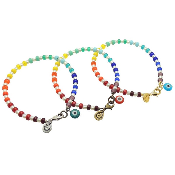 Mini Evil Eye Charm Glass Bead Mix Bracelet | Dana Levy Ltd