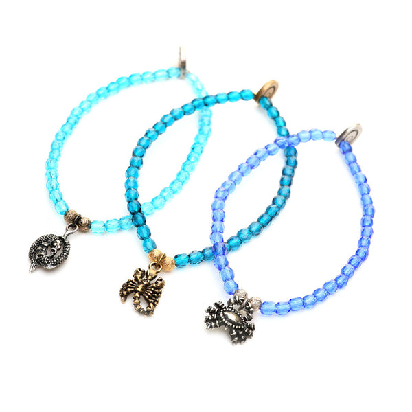 Zodiac Charm Faceted Glass Bead Bracelet | Dana Levy Ltd