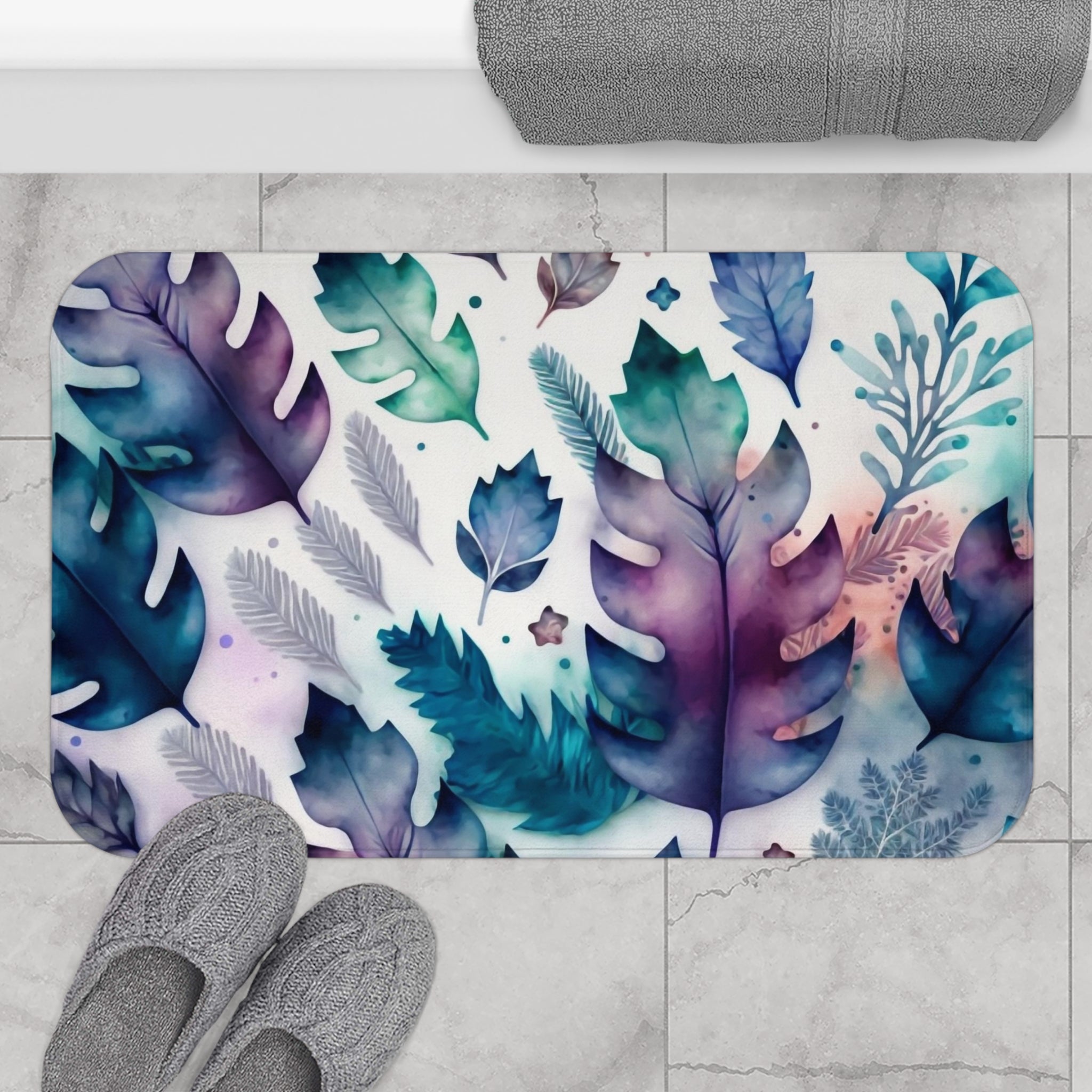 Blown Winter Leaves - Memory Foam Bath Mat