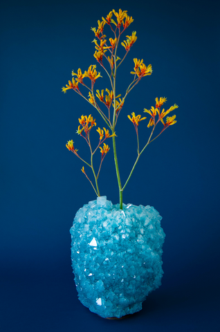 Medium Ice Blue Crystal Vase 