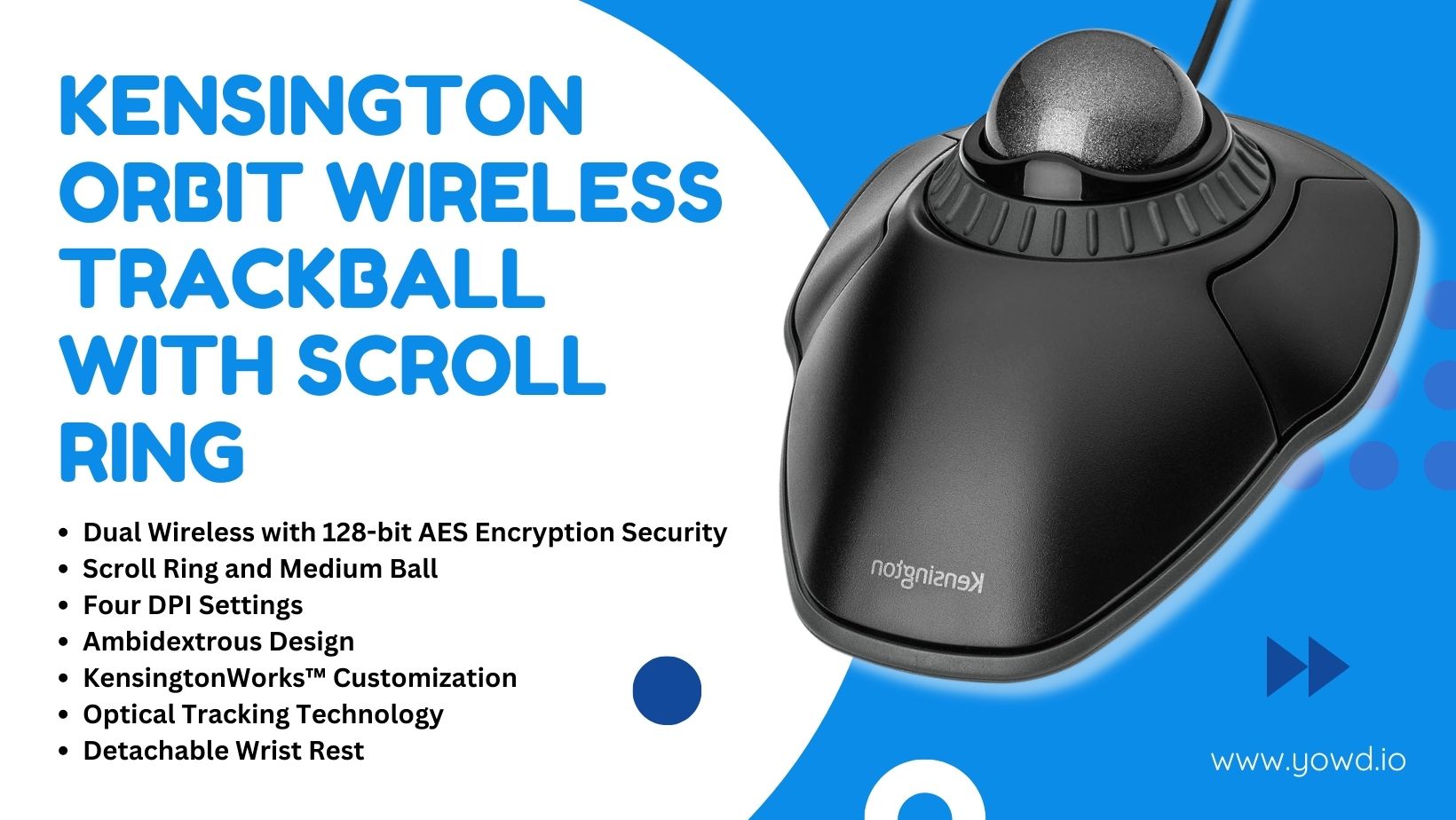 Kensington Orbit Wireless Trackball with Scroll Ring