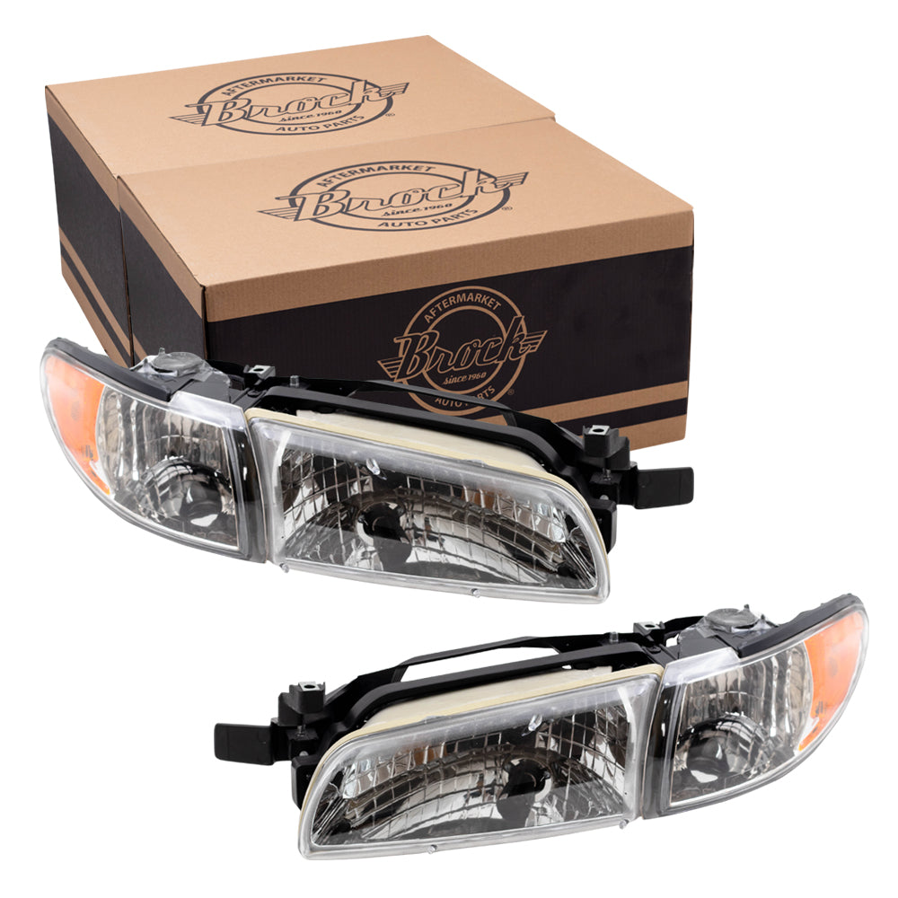 Brock Replacement Driver and Passenger Headlights Headlamps with