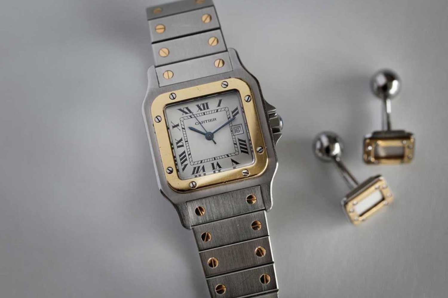 The two-tone Santos, introduced by Cartier in 1978 under the direction of Alain-Dominique Perrin. (© George Cramer)