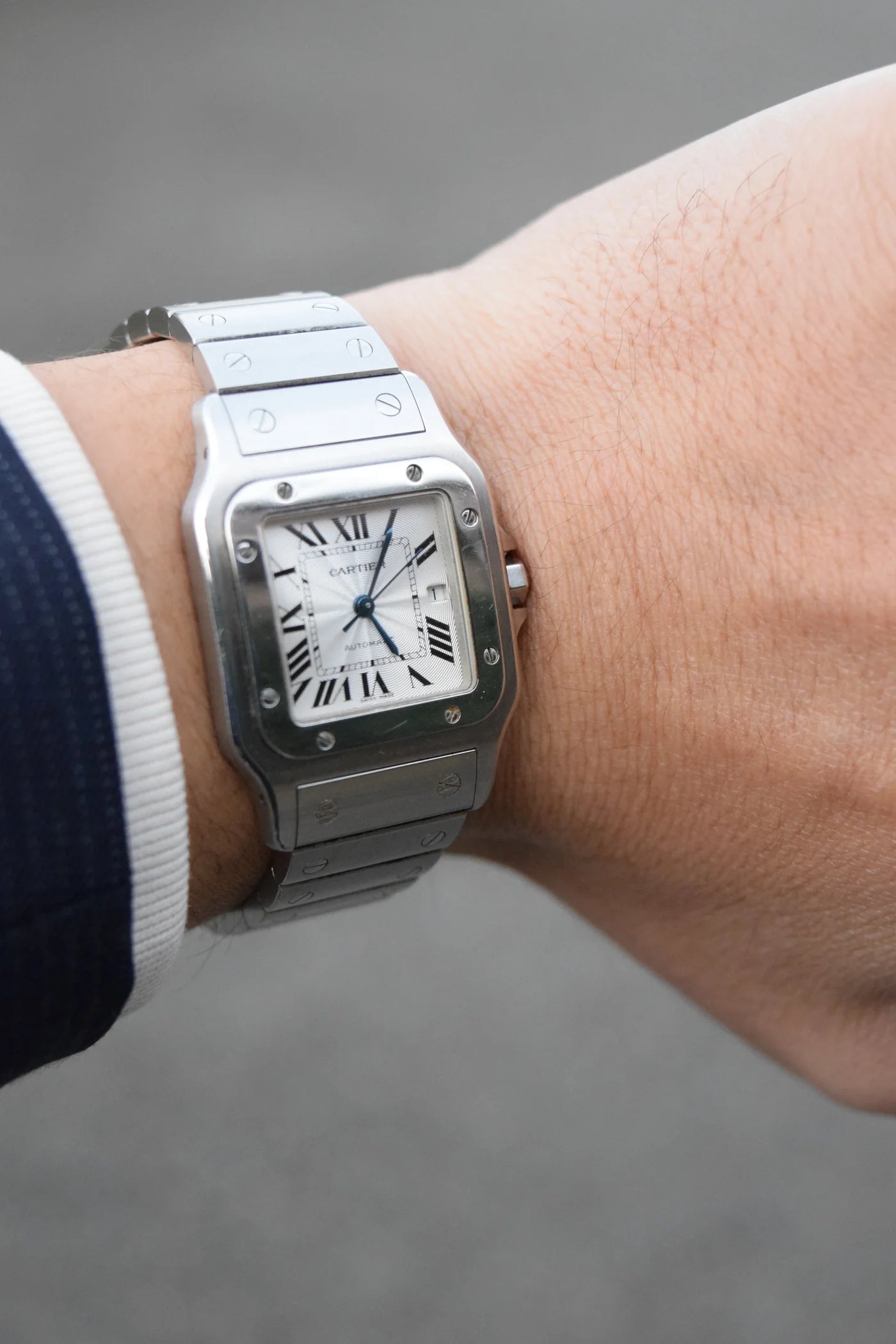 Cartier watch Santos Galbe LM size guilloche dial