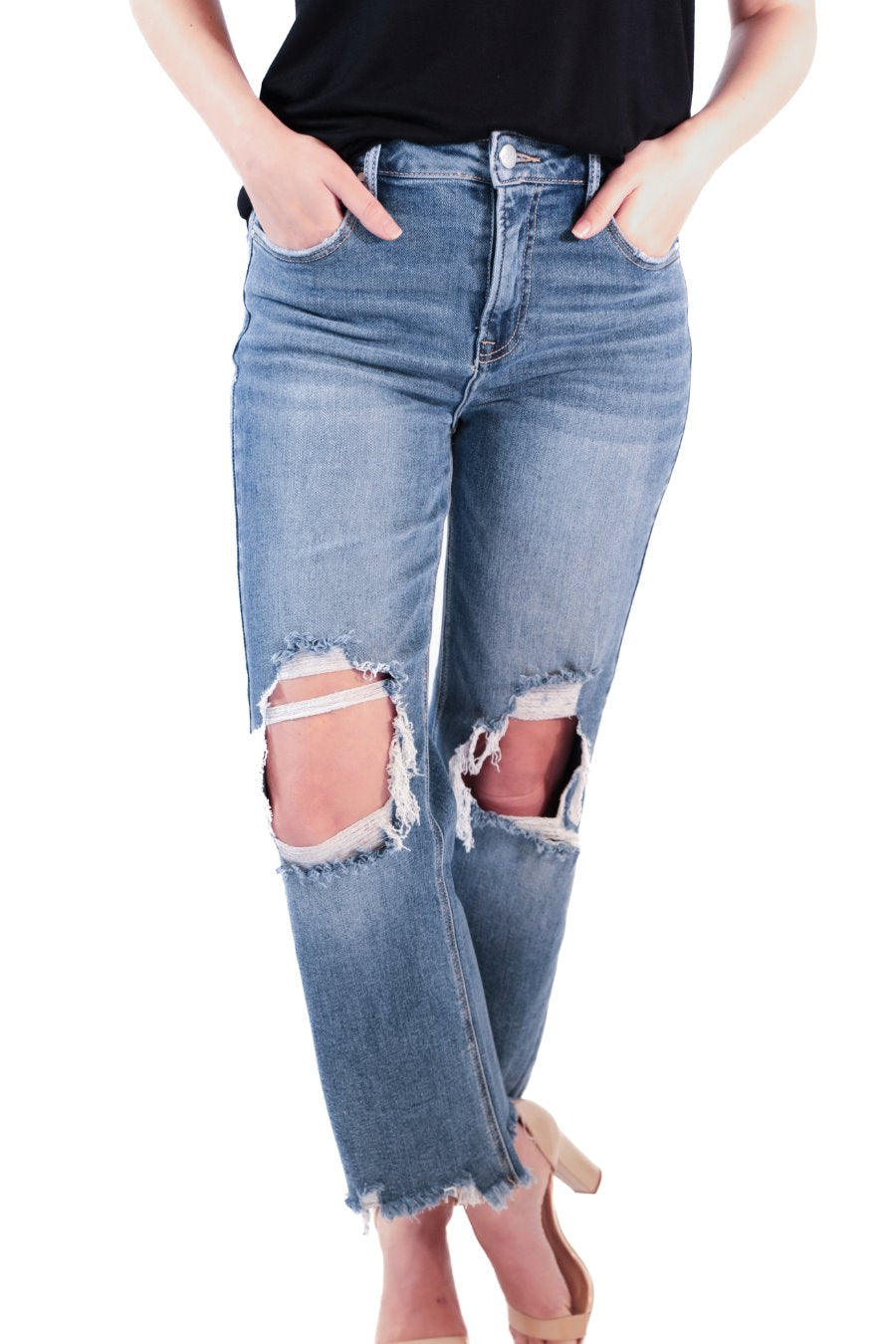 Jentry Distressed Mom Jeans by Jess Lea Boutique