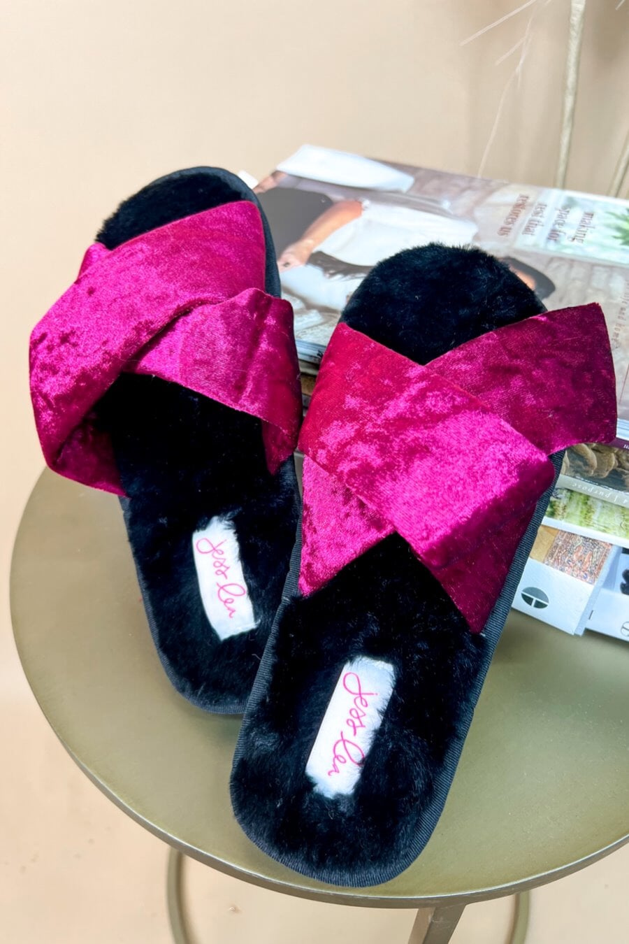 streepje gezagvoerder Gemiddeld Luxe Velvet Slippers – Jess Lea Boutique