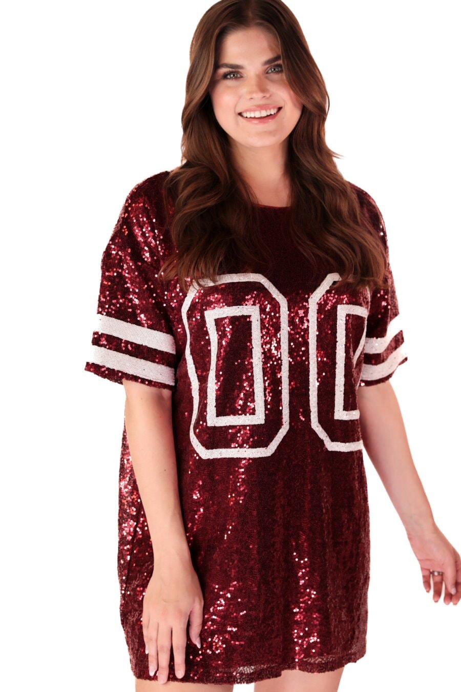 Gameday Sequin T-Shirt Dress  Silver and Red – Magpies Nashville