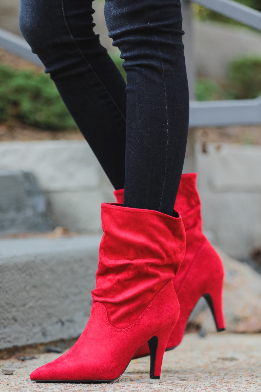 red suede booties womens