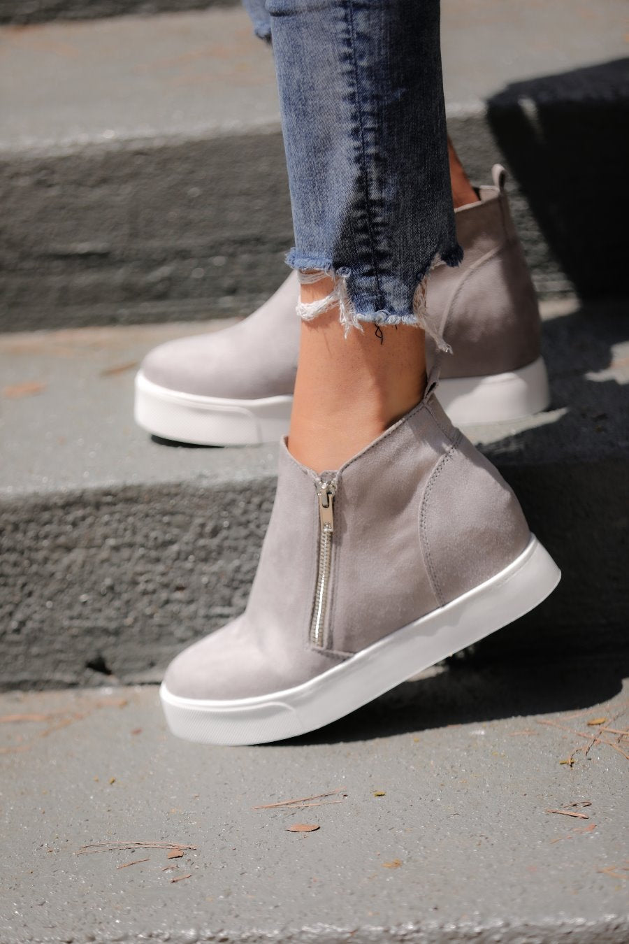 All White Wedge Sneakers