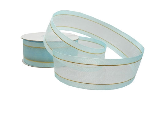 1.5" Sheer Organza Ribbon w/ Satin & Metallic Edges (25 Yds) - LACrafts Wholesale product image