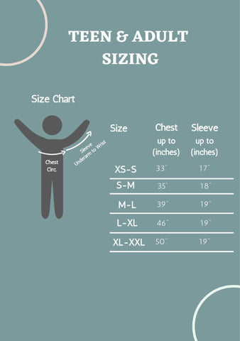 Teen and Adult Sizing Chart